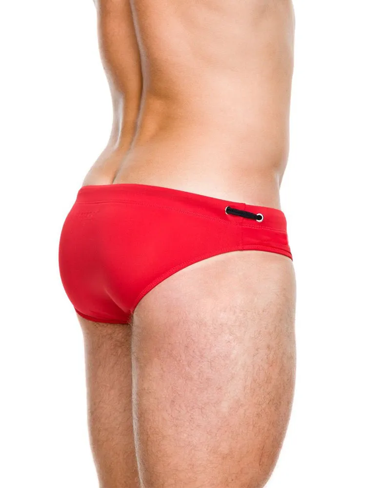 Men's Solid Swimming Briefs Drawstring Bikini