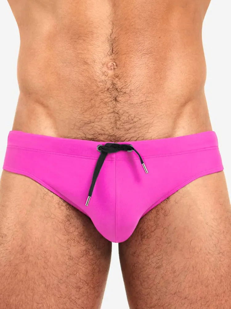 Men's Solid Swimming Briefs Drawstring Bikini