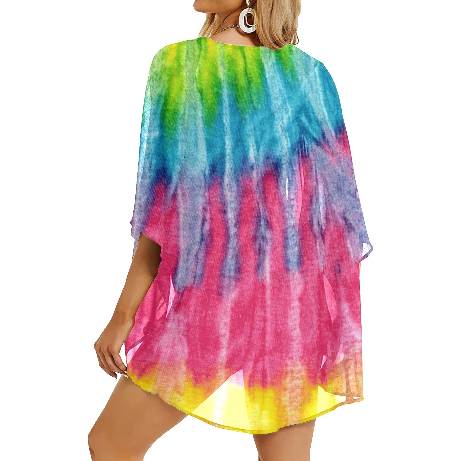 Multi Tie-Dye Women's Chiffon Kimono