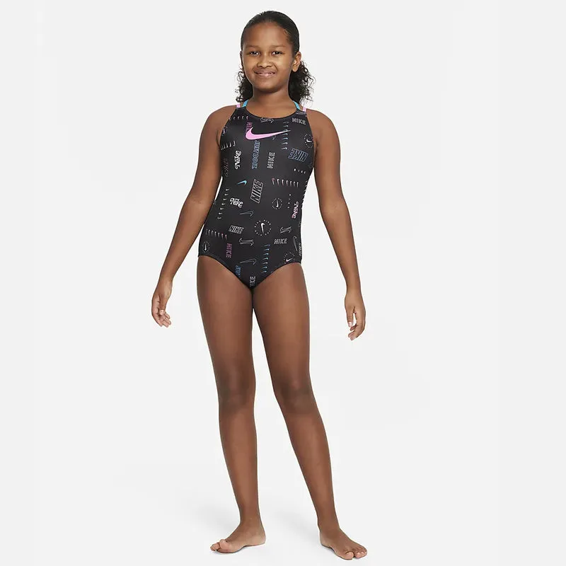 Nike - Girls' Logo Toss Spiderback One Piece (Black)