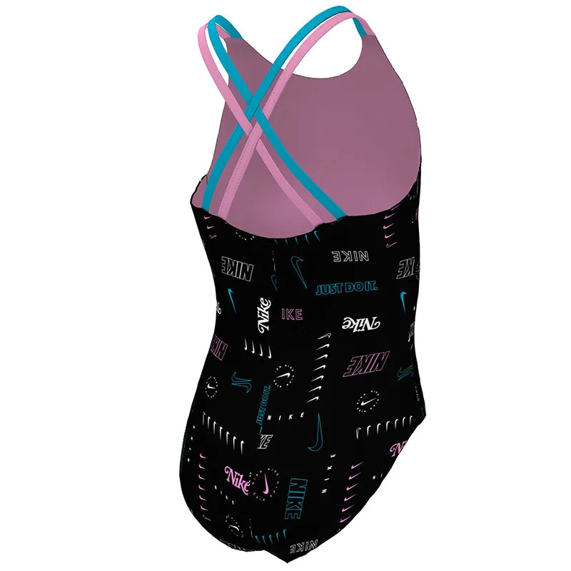 Nike - Girls' Logo Toss Spiderback One Piece (Black)