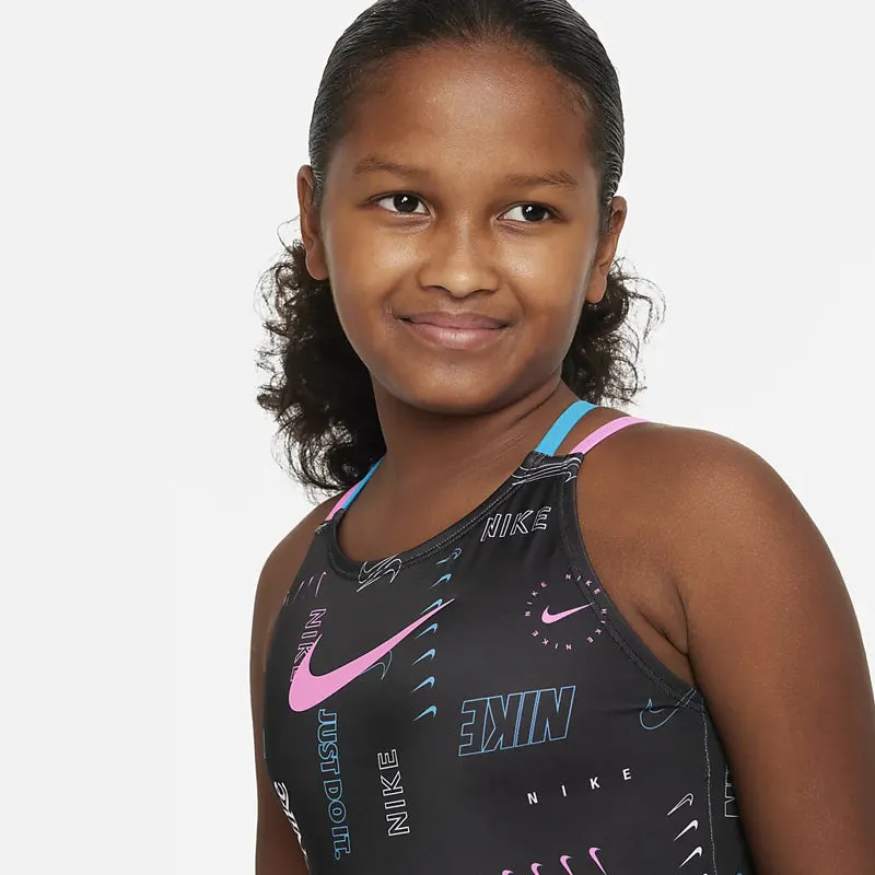 Nike - Girls' Logo Toss Spiderback One Piece (Black)