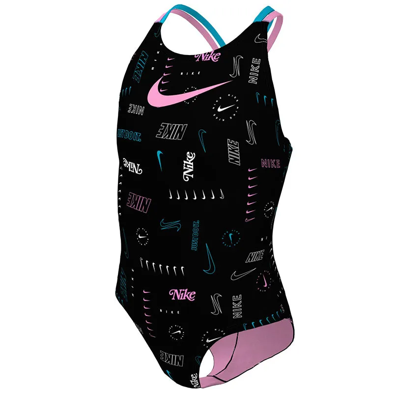 Nike - Girls' Logo Toss Spiderback One Piece (Black)