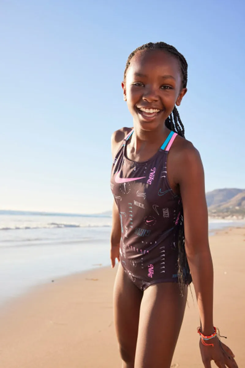 Nike - Girls' Logo Toss Spiderback One Piece (Black)