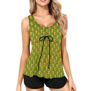Orange Bird Two Piece Women's Tankini Swimsuit