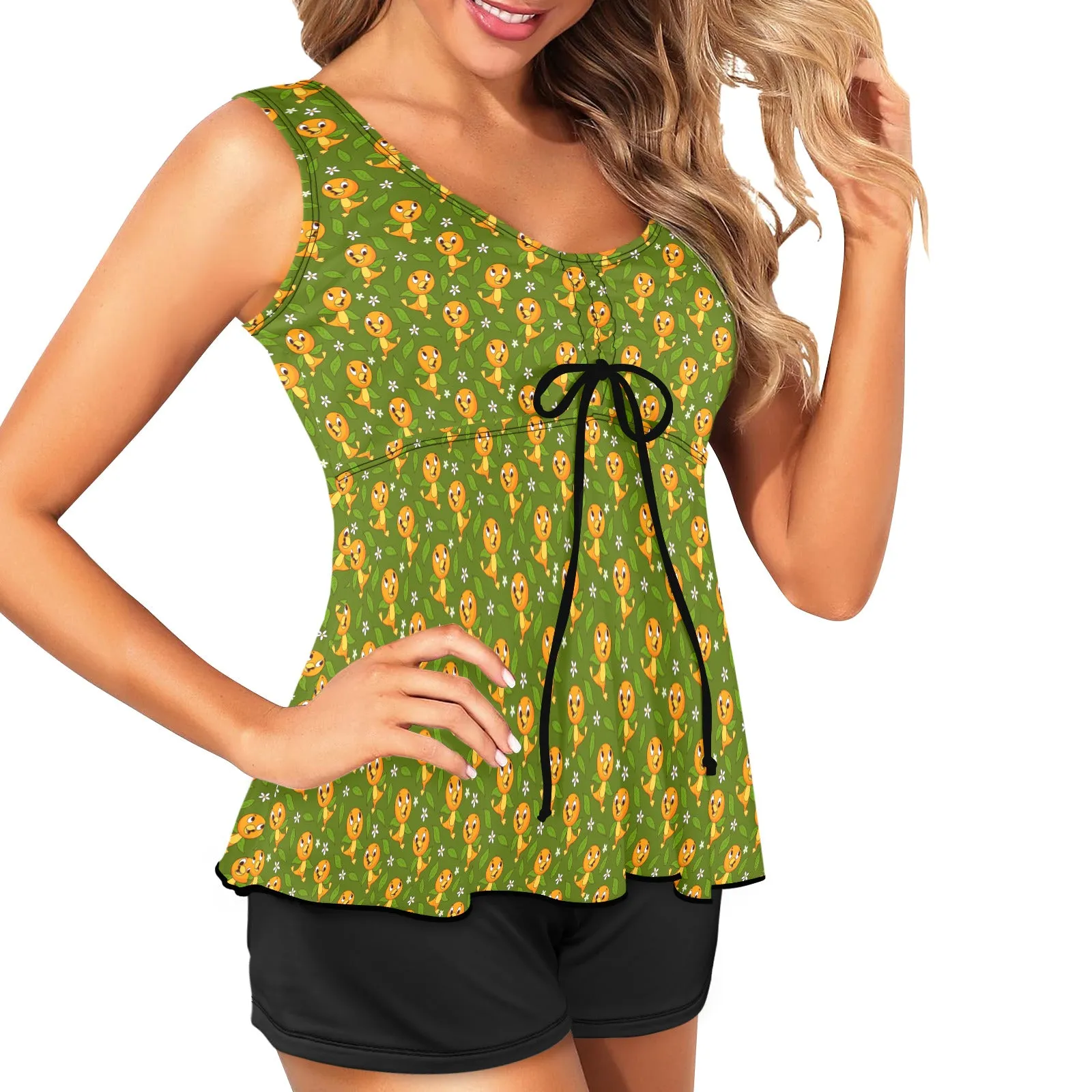 Orange Bird Two Piece Women's Tankini Swimsuit