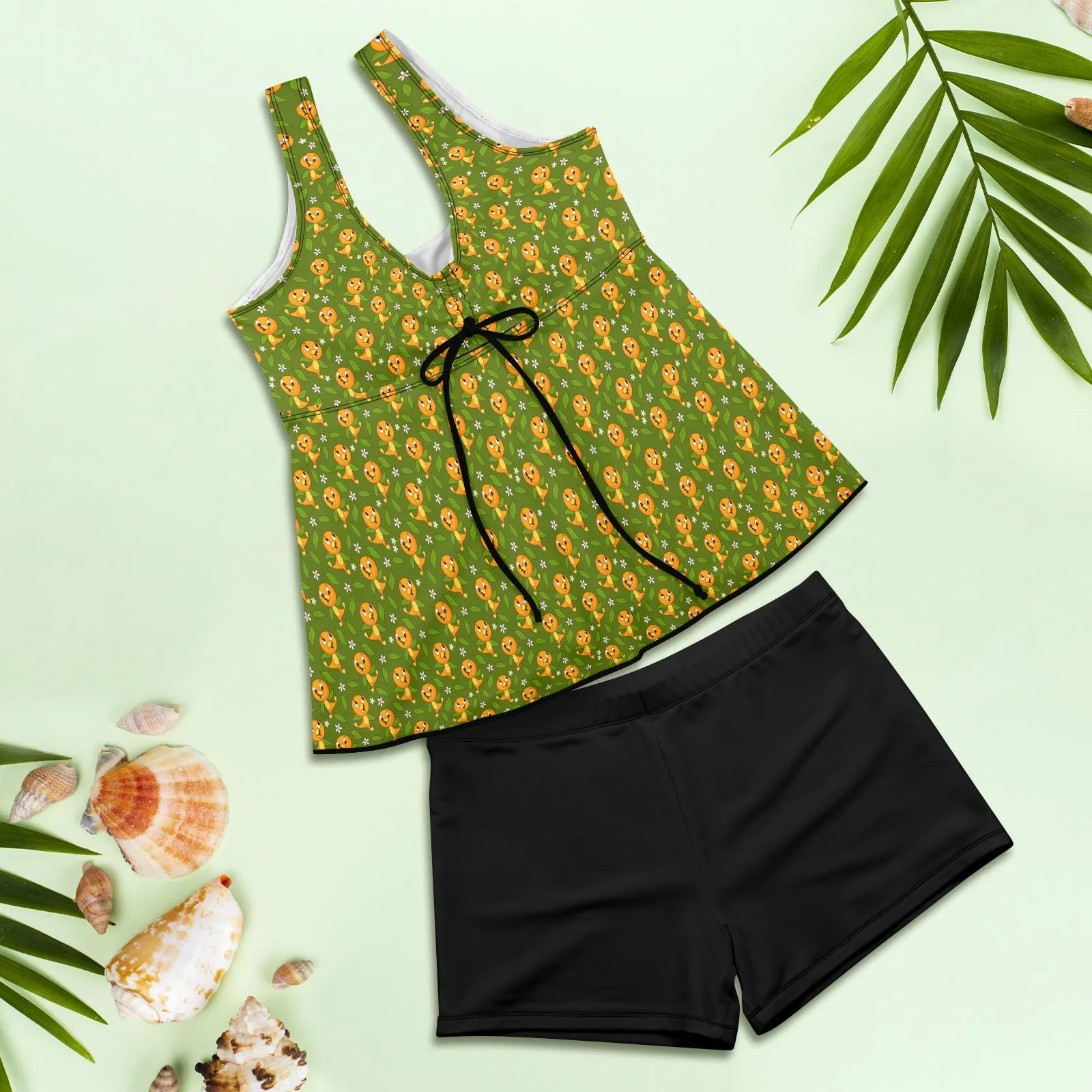 Orange Bird Two Piece Women's Tankini Swimsuit