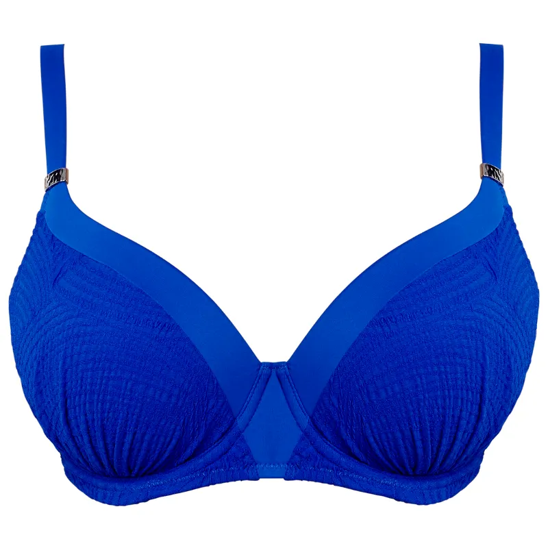 Ottawa Blue Moulded Gathered Bikini Top - Fantasie Swim