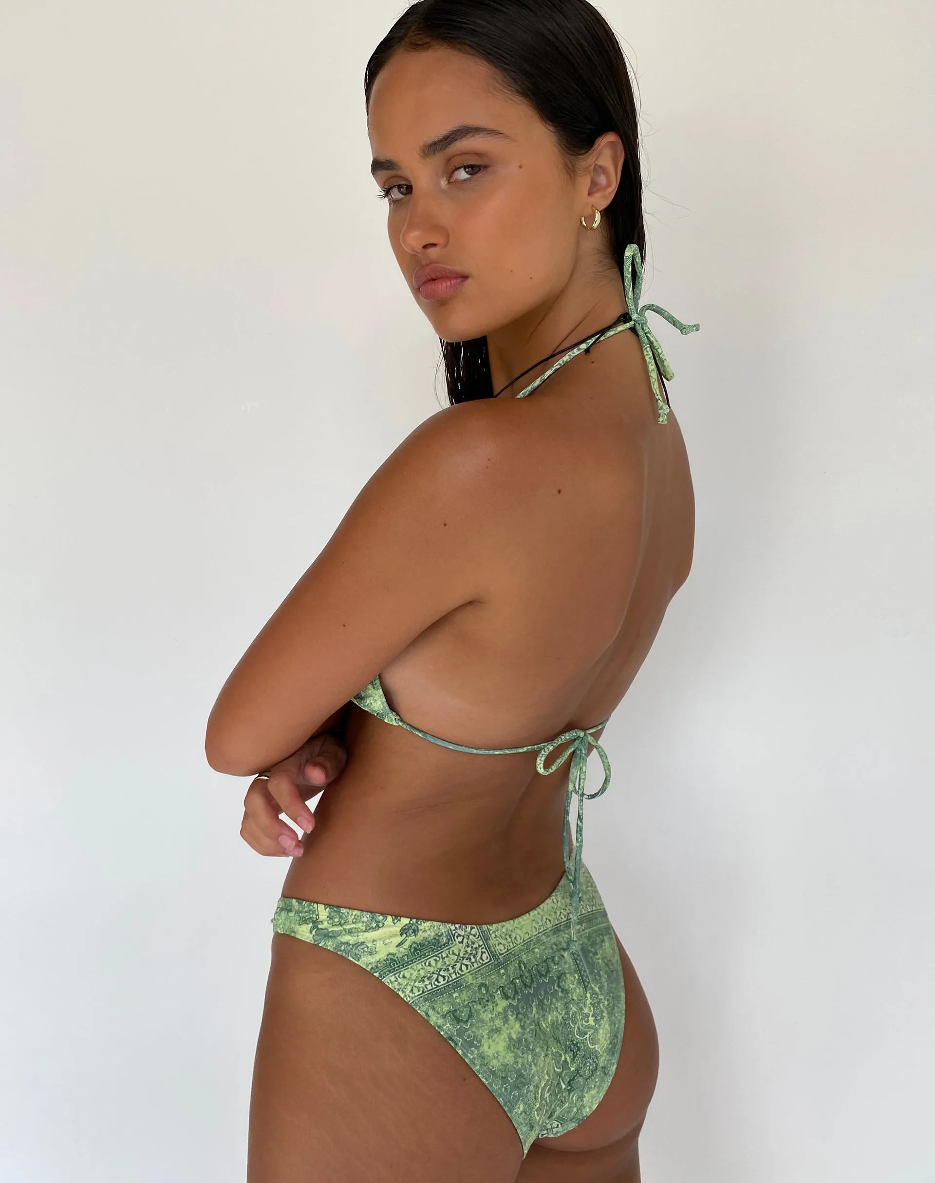 Pami Bikini Top in Abstract Paisley Green