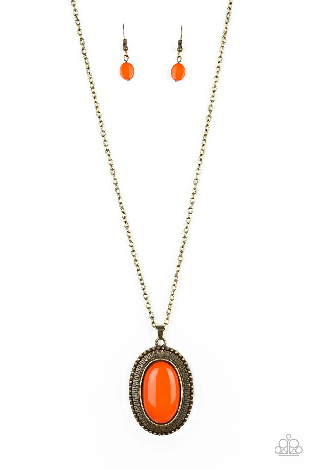 Paparazzi Accessories  - Practical Prairie #N769 Box 8 - Brass Orange Necklace