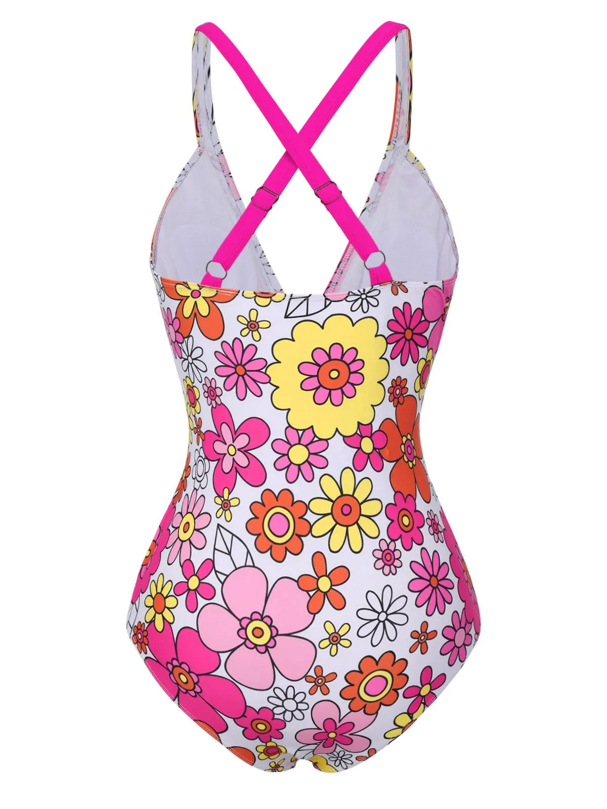 [Pre-Sale] 1960s Flowers Back-Cross Strap Belt Swimsuit