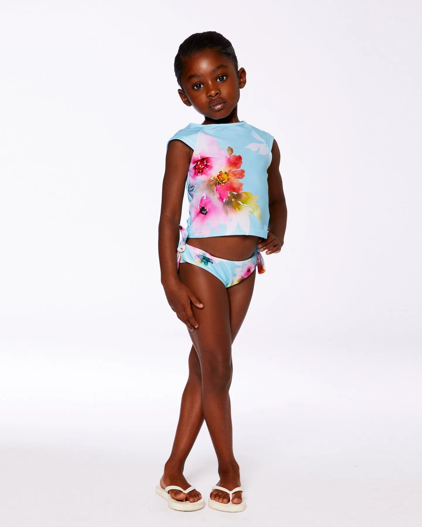 Printed Two-Piece Swimsuit Turquoise And Pink Flowers