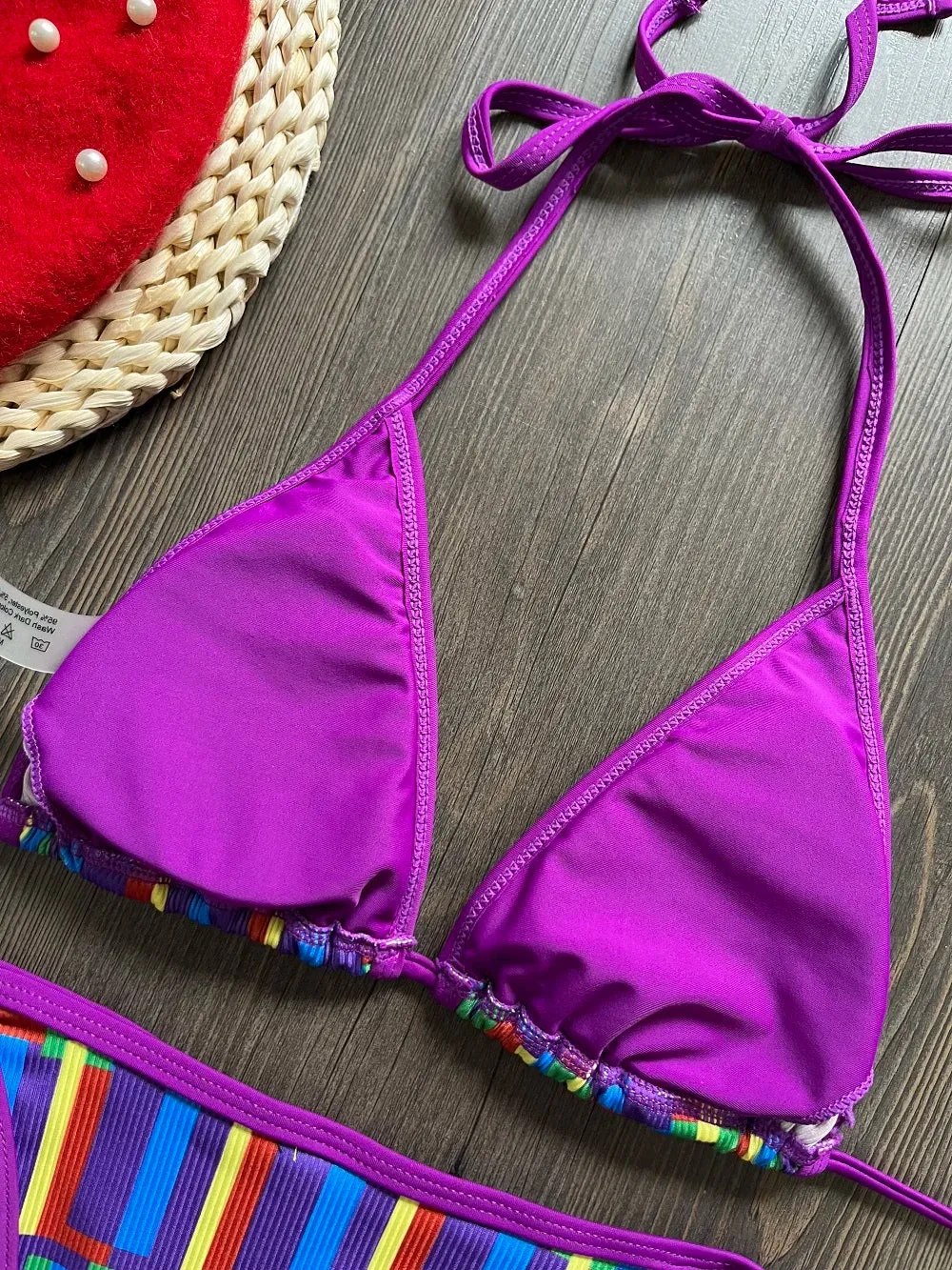 Purple Sexy Triangle Bikini Set