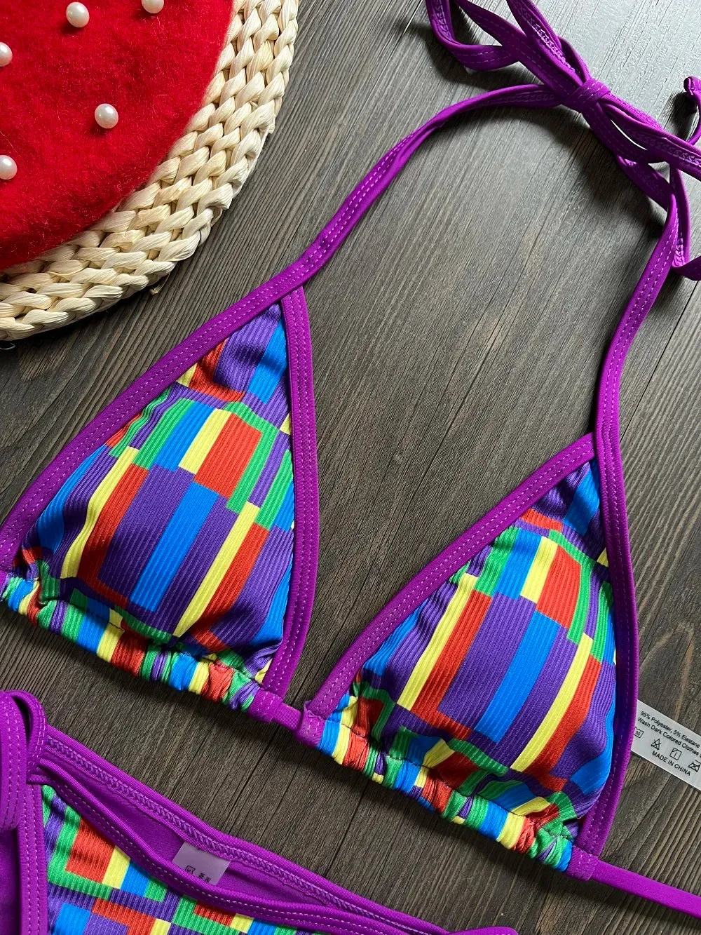 Purple Sexy Triangle Bikini Set