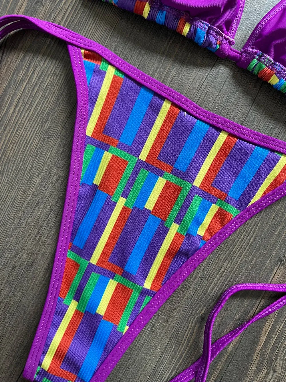 Purple Sexy Triangle Bikini Set