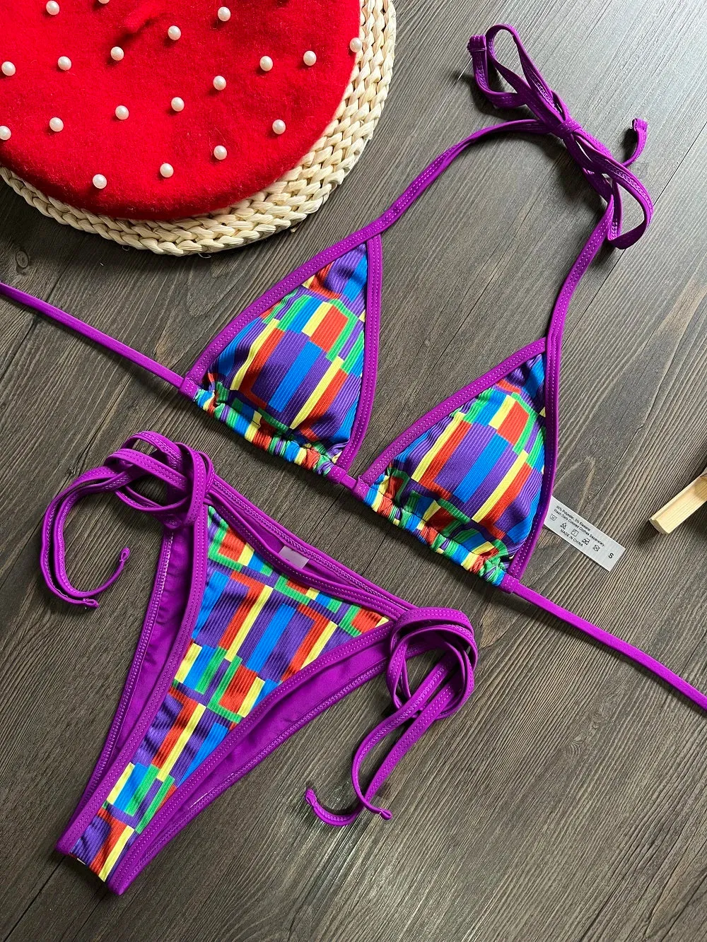 Purple Sexy Triangle Bikini Set