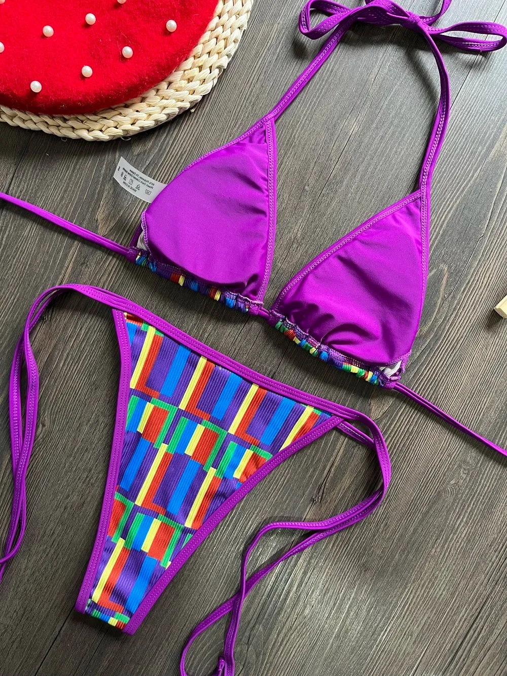 Purple Sexy Triangle Bikini Set