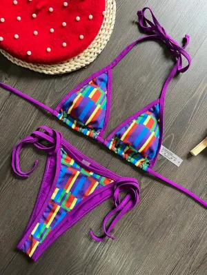 Purple Sexy Triangle Bikini Set