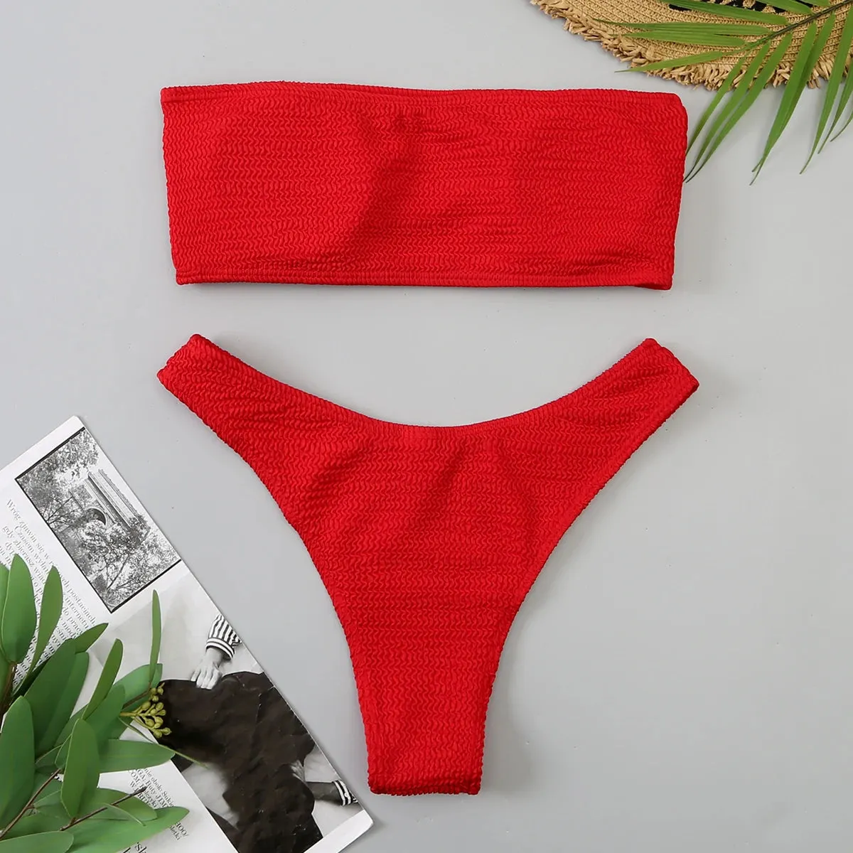 Red Women's Brazilian Bandeau Swimsuit