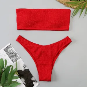 Red Women's Brazilian Bandeau Swimsuit