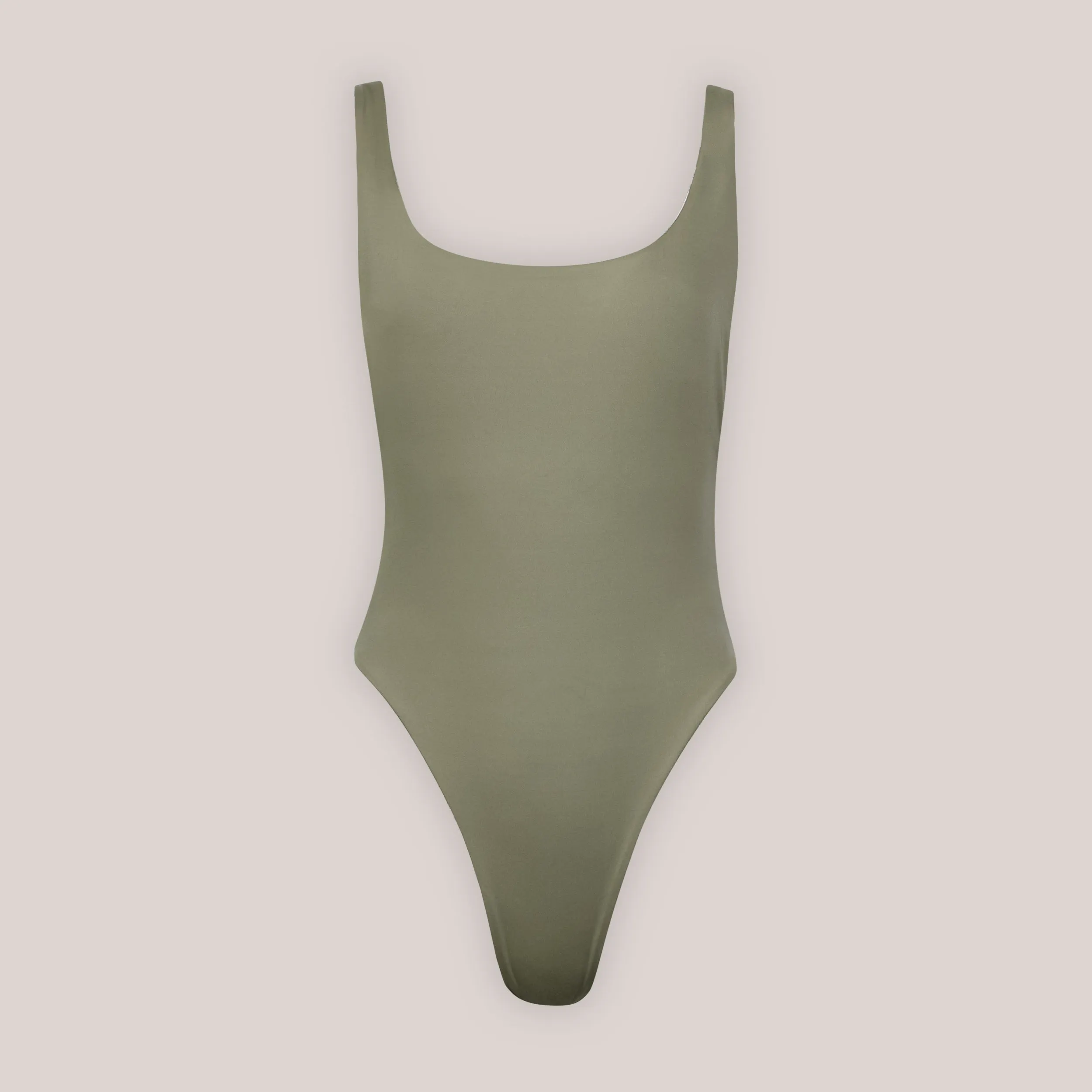 Reversible High Leg Swimsuit - Green/Floral