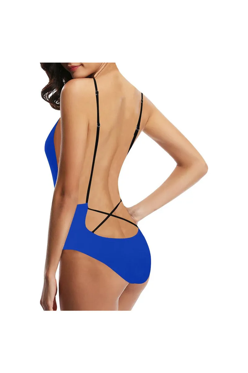 Royal Blue Sexy Lacing Backless One-Piece Swimsuit (Model S10)