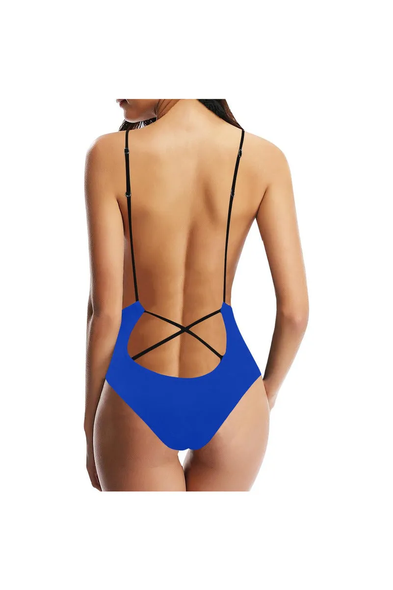 Royal Blue Sexy Lacing Backless One-Piece Swimsuit (Model S10)