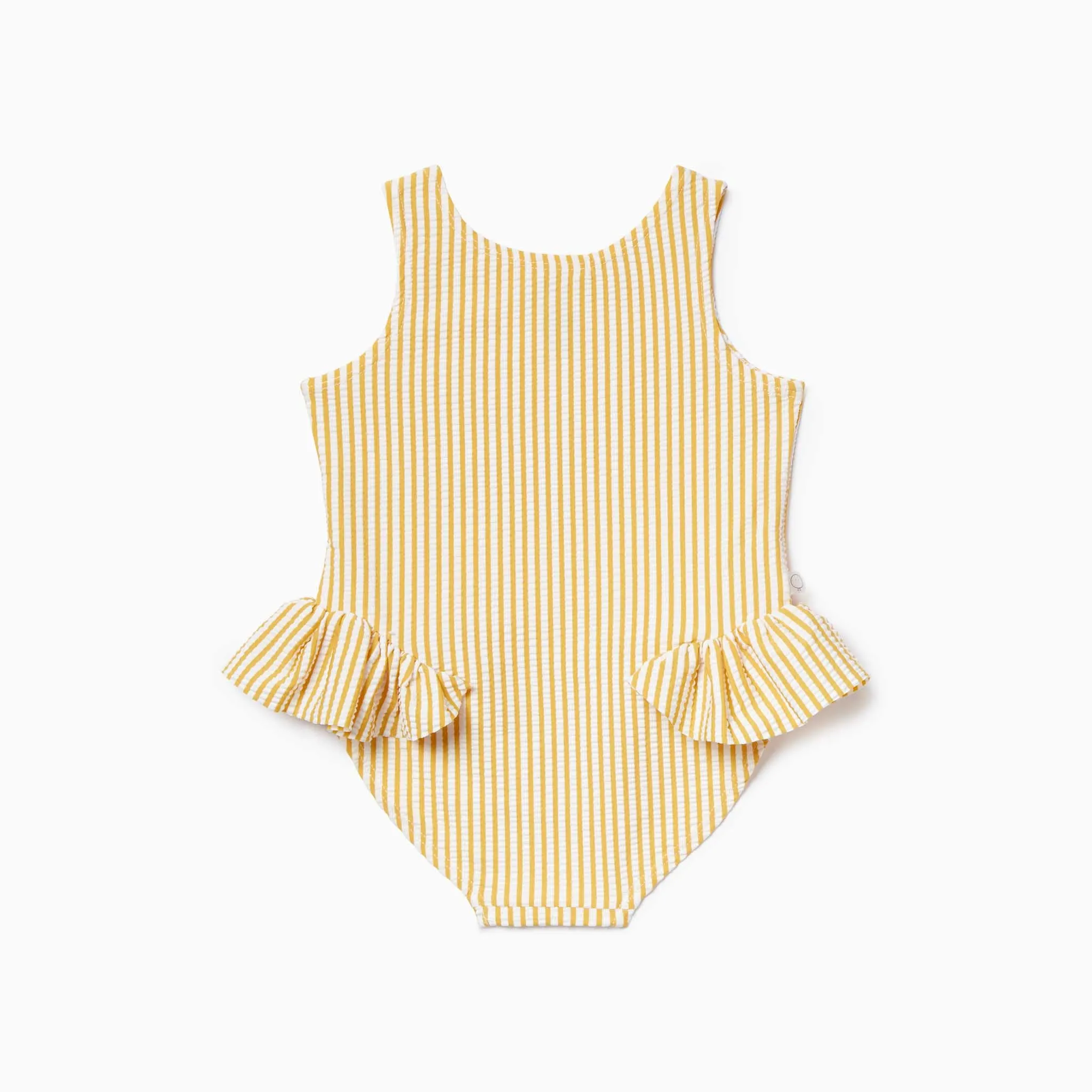 Seersucker Mustard Stripe Frill Swimsuit