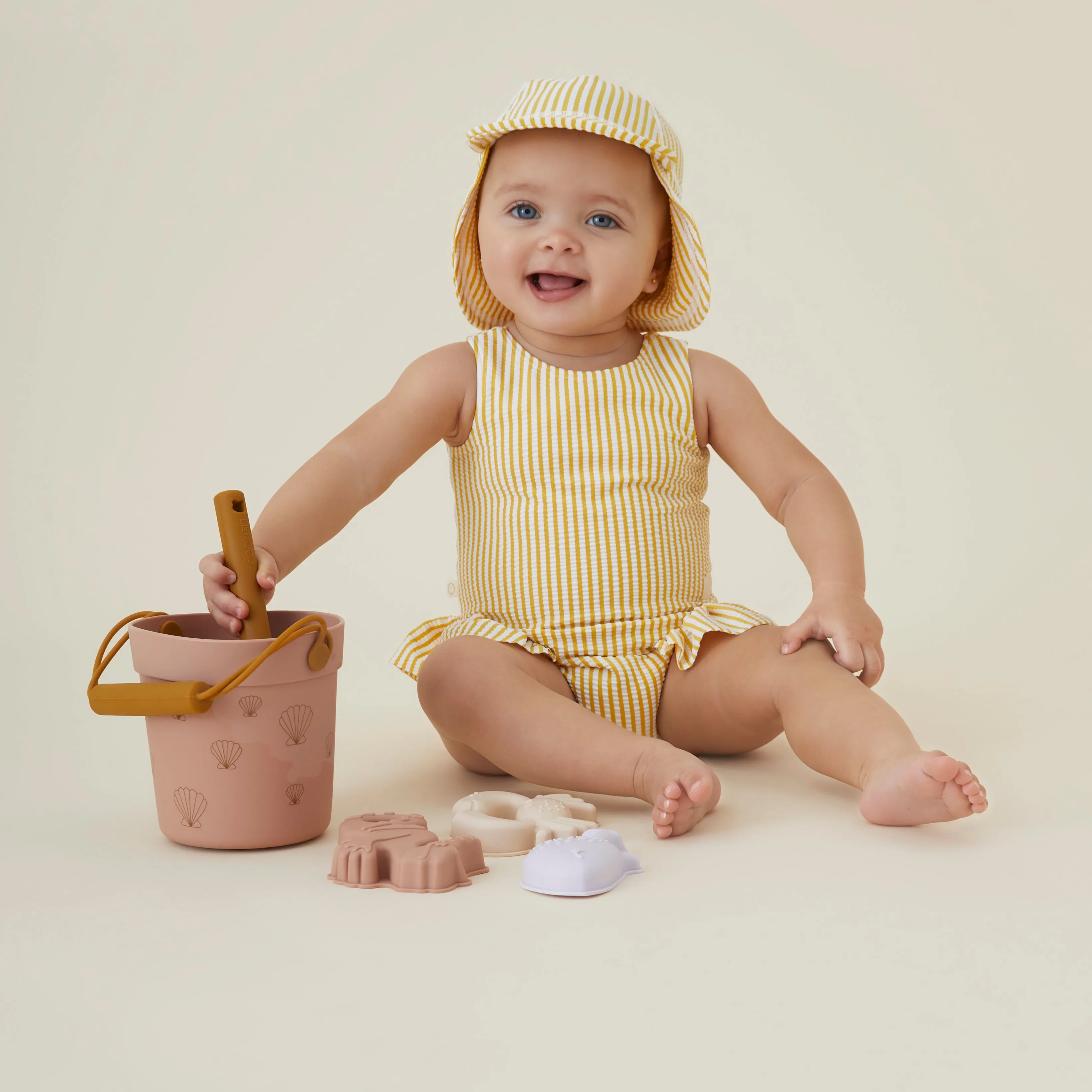 Seersucker Mustard Stripe Frill Swimsuit
