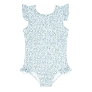 Slate Floral Ruffle Sleeve One Piece Rash Guard