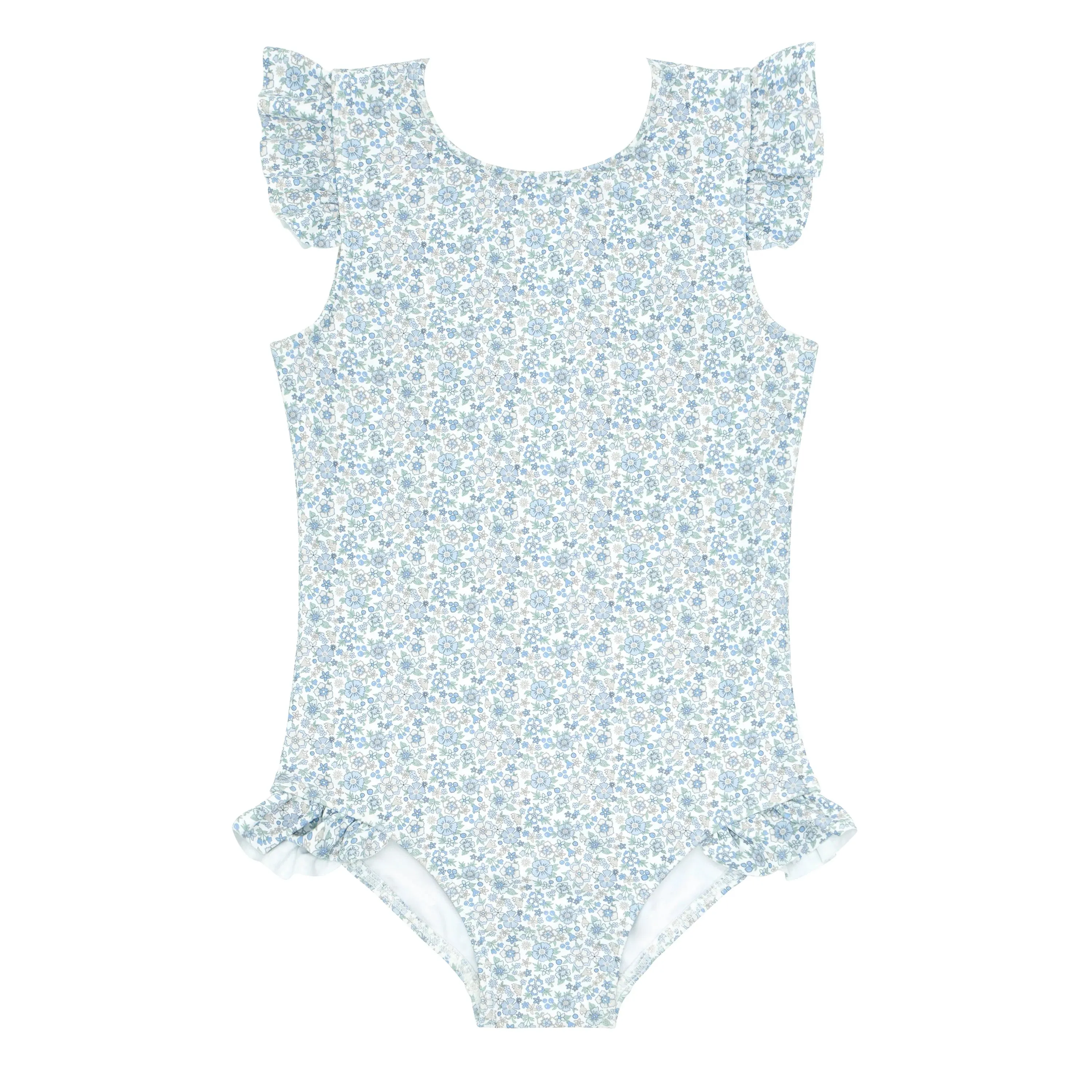 Slate Floral Ruffle Sleeve One Piece Rash Guard