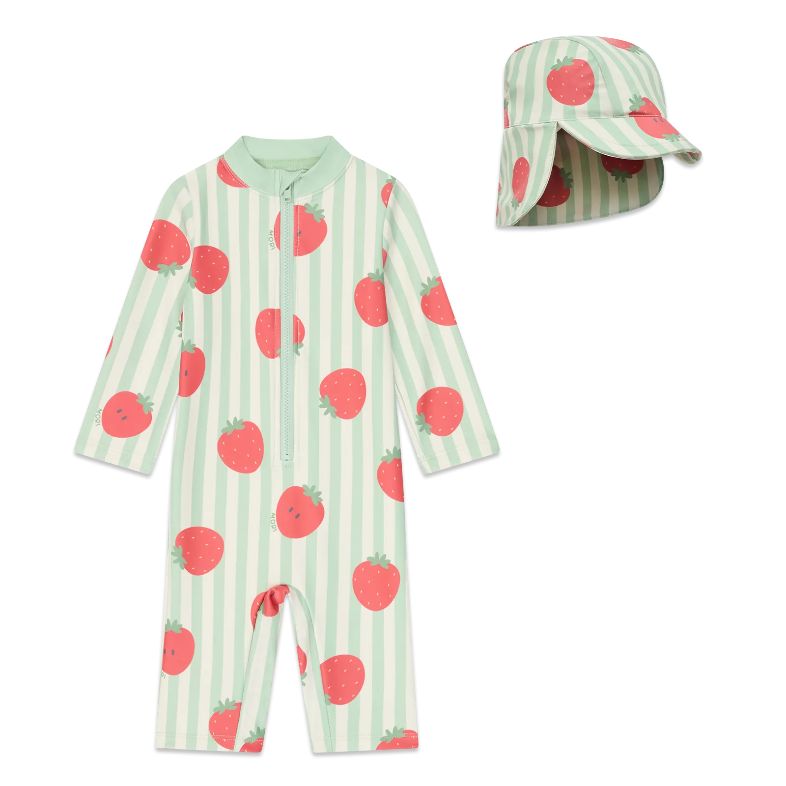 Strawberry One-Piece Rashguard & Hat
