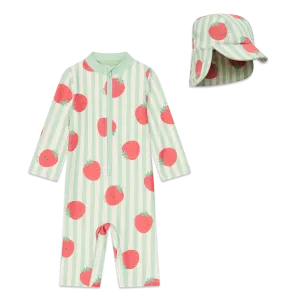 Strawberry One-Piece Rashguard & Hat