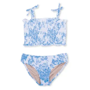 Tween Swimwear | Two Piece- Blue Bouquet Smocked | Shade Critters