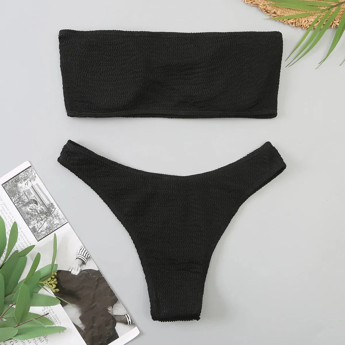 Women's Black Brazilian Bandeau Swimsuit