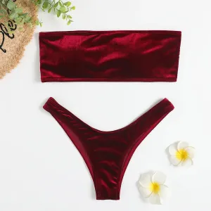 Women's Velvet Brazilian Bandeau Swimsuit