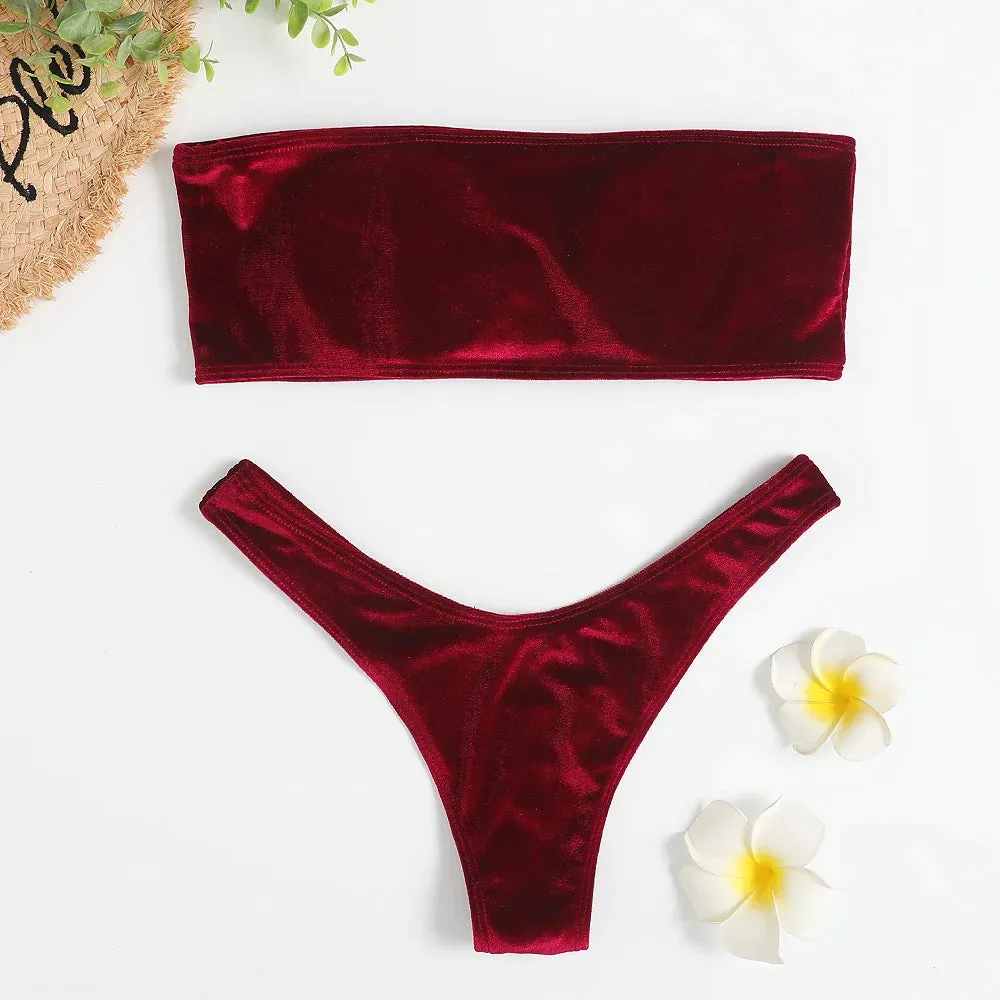 Women's Velvet Brazilian Bandeau Swimsuit