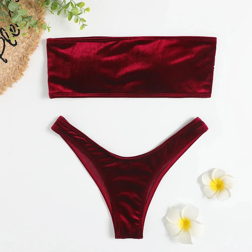 Women's Velvet Brazilian Bandeau Swimsuit